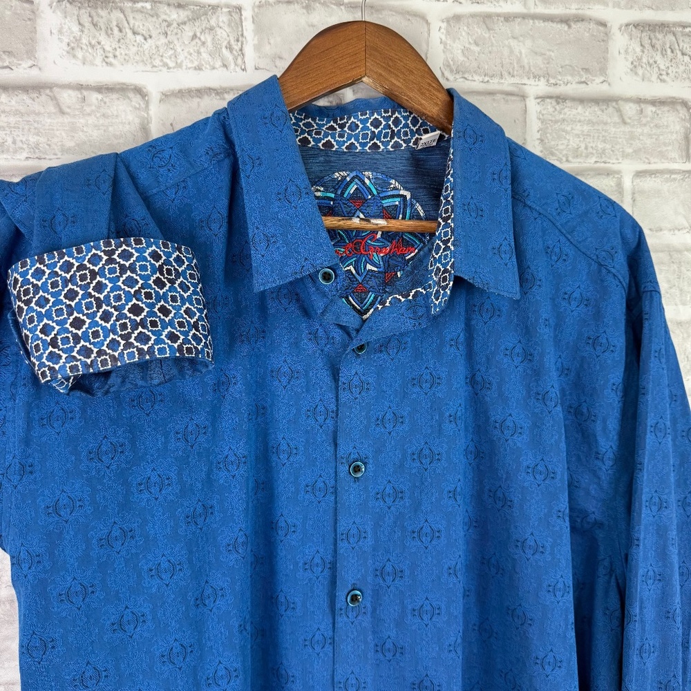 Robert Graham Blue Patterned Casual Button Down Shirt